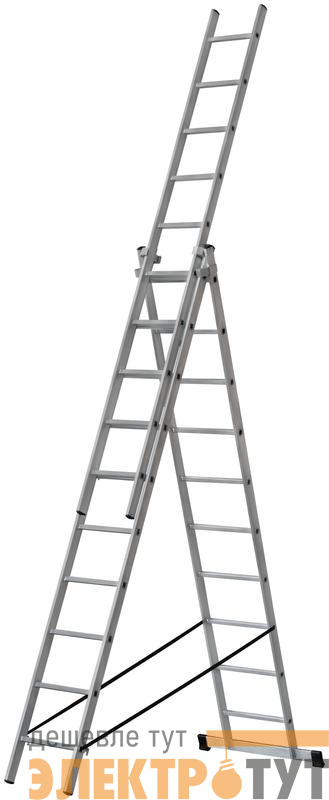 Лестница трехсекционная 3х10 H=285/481/674см 12.19кг алюм. FIT 65435