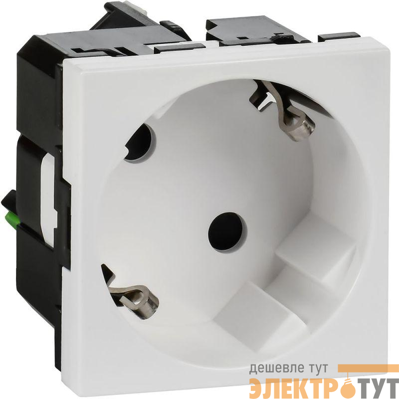 Розетка 2мод. 16А 250В 45град. с заземл. защ. шторки безвинт. зажимы бел. ИЭК Leg 4521059