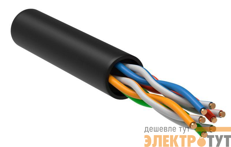 Кабель витая пара U/UTP кат.5E 4х2х0.52 LDPE черн. РФ/С (уп.305м) ITK LC3-C5E04-139-S-P-R