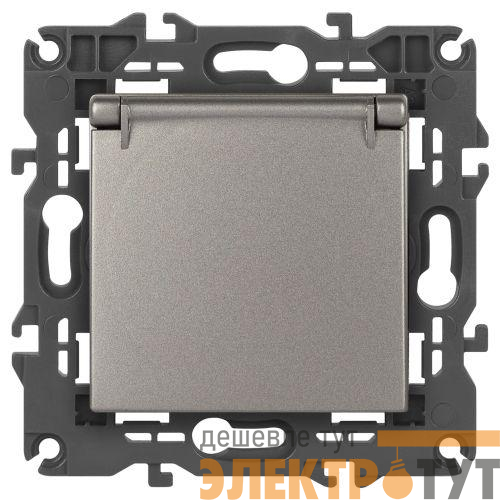 Розетка Elegance 14-2103-16 16А 250В 2P+E Schuko защ. шторки с крышкой титан Эра Б0065811