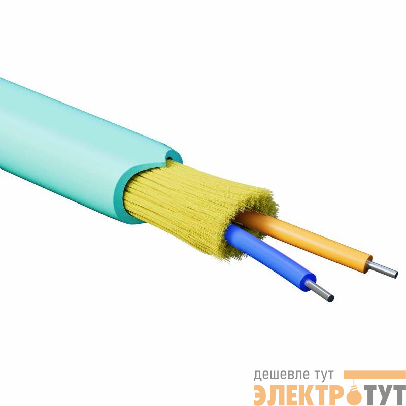 Кабель волоконно-оптический распределительный арамидные упрочняющие нити для внутренней прокладки нг(А)-HF 2 ОВ категория OM3(G.651.1) плотный буфер 0.4кН барабан 500м DKC RNDT3C2AQ01-E