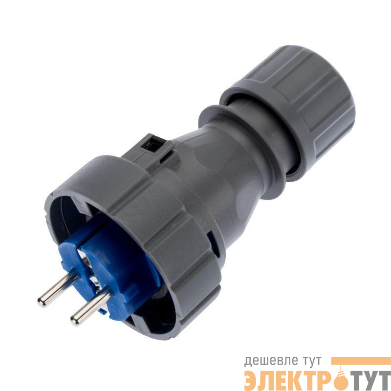 Вилка прямая влагозащищенная 2P+РE 16А IP68 Rexant 111-013