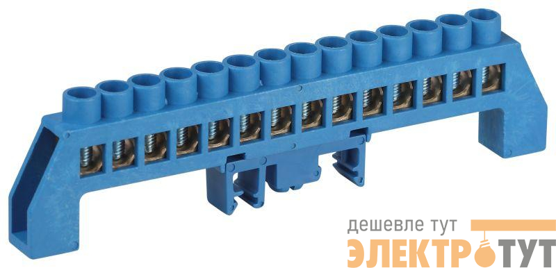Шина N ноль в комбинированном изоляторе на DIN-рейку ШНИ-8х12-14-Д син. NO-224-113 Эра Б0062953