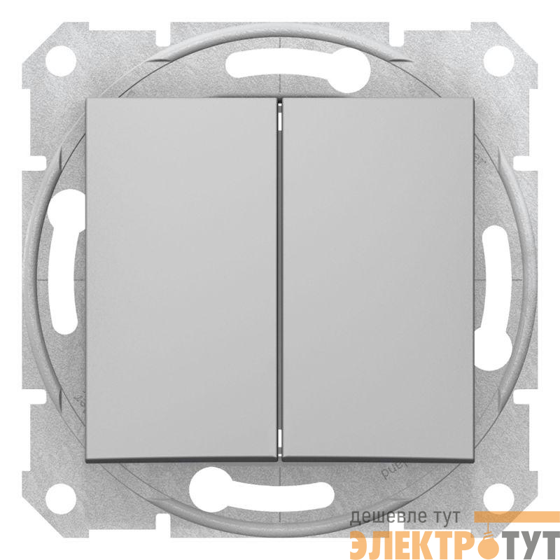 Выключатель 2-кл. СП Sedna 10А IP20 (сх. 5) 250В механизм алюм. SchE SDN0300160