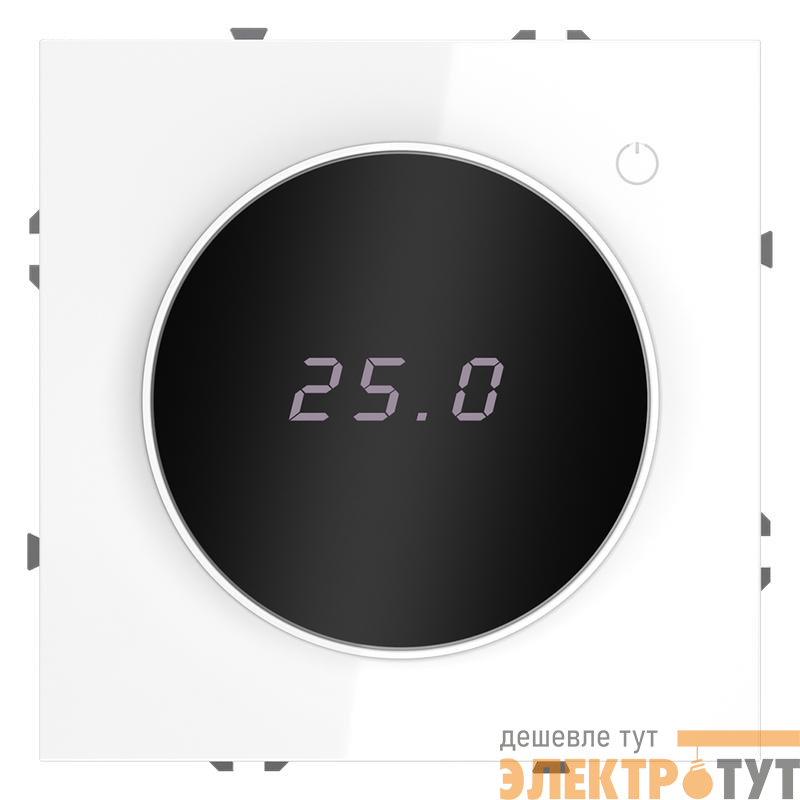 Терморегулятор электронный S70 с индикацией и датчиком для теплого пола механизм бел. глянцевый Voltum VLS070101