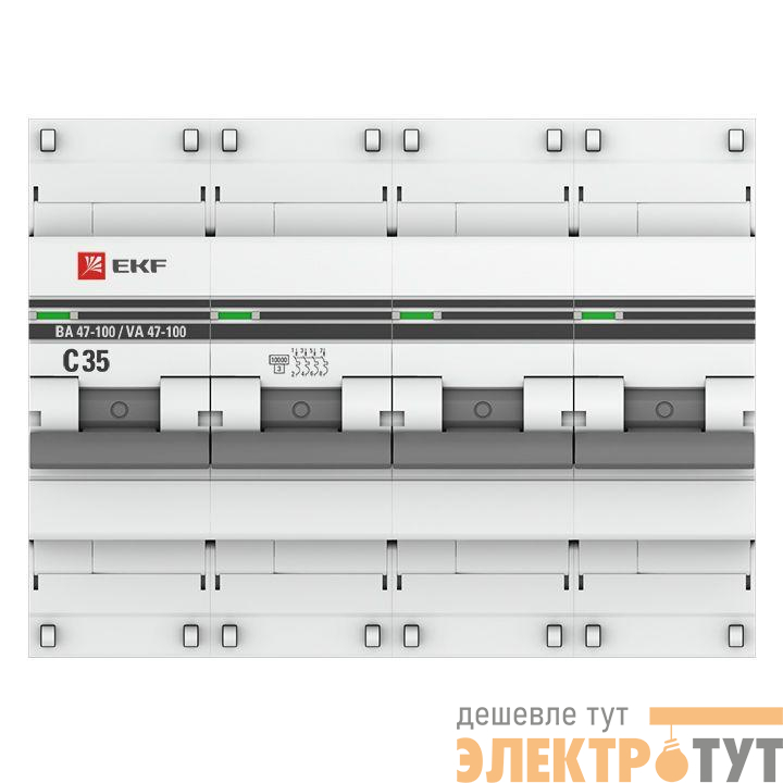 Выключатель автоматический модульный 4п C 35А 10кА ВА 47-100 PROxima EKF mcb47100-4-35C-pro