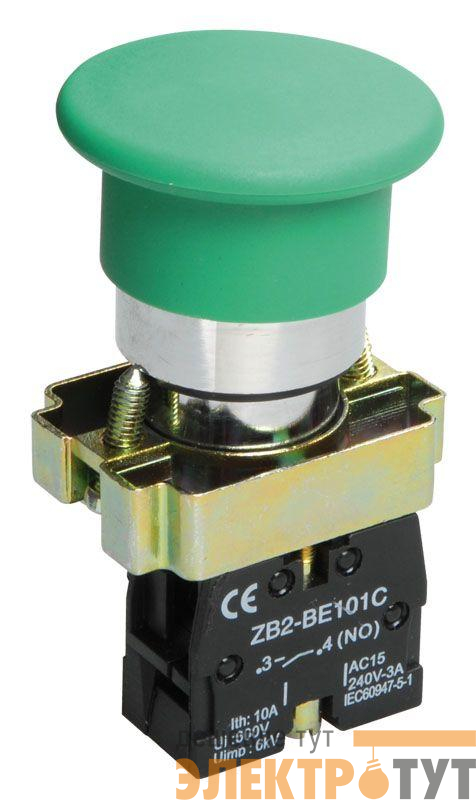 Кнопка LAY5-BC31 "Грибок" зел. 1з IEK BBG70-BC-K06