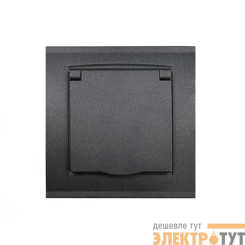 Розетка 1-м СП Бриллиант 16А IP20 с заземл. с крышкой в сборе графит Universal 7947649-Gr