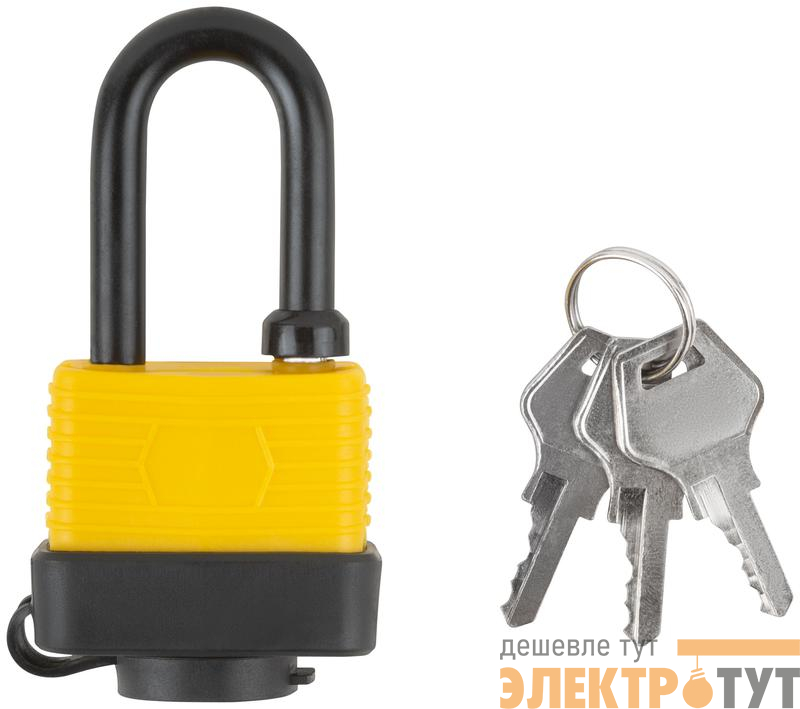 Замок навесной всепогодный 40х31мм длинная стальная дужка 6мм FIT 67193