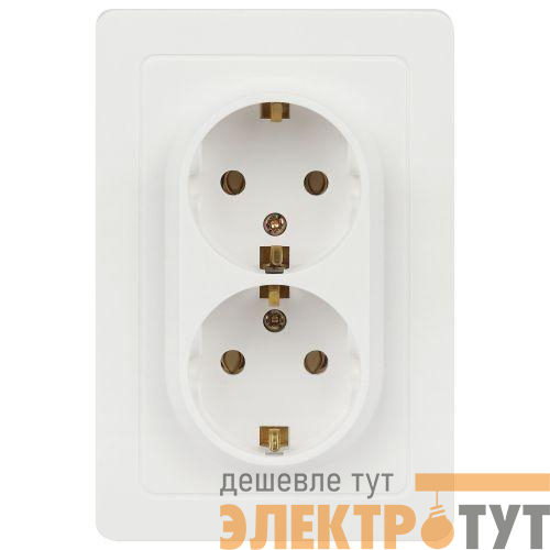 Розетка 2-м СП Style 7-205-01 16А 250В IP20 2х2P+E Schuko с заземл. бел. Intro Б0060621