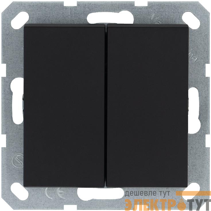 Кнопка 2-кл. 10А IP20 с переключающим контактом механизм черн. матов. soft touch Jasmart G3020PB