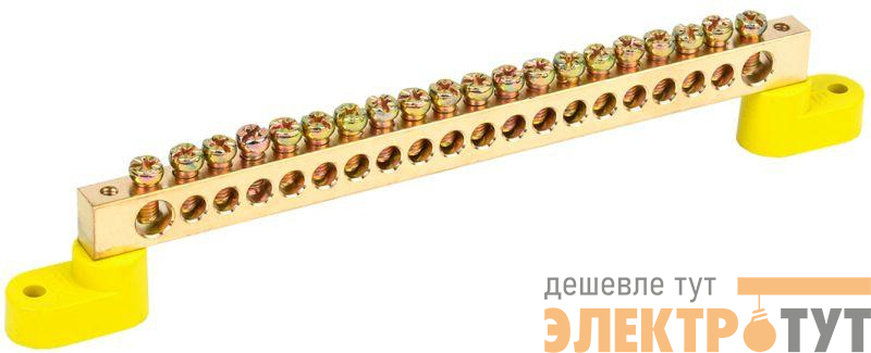 Шина PE "земля" ШНИ-8х12-20-У2-Ж на двух угловых изоляторах IEK YNN10-812-20C2-K05