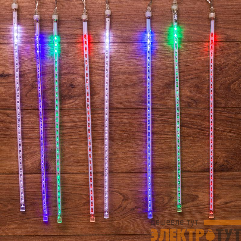 Электроукрашение "Тающая сосулька" 8х30LED 0.5м 220В IP44 мульти.; черн. провод NEON-NIGHT 256-319-6 изображение
