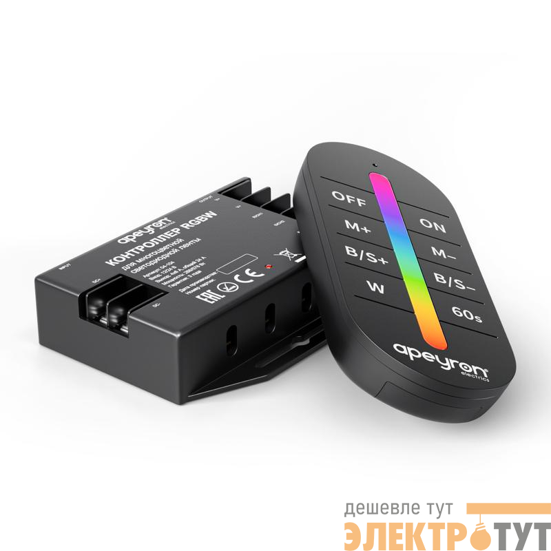 Контроллер RGBW 12/24В 288/576Вт 4 канала 24А IP20 ПДУ RF сенсорный Apeyron 04-104