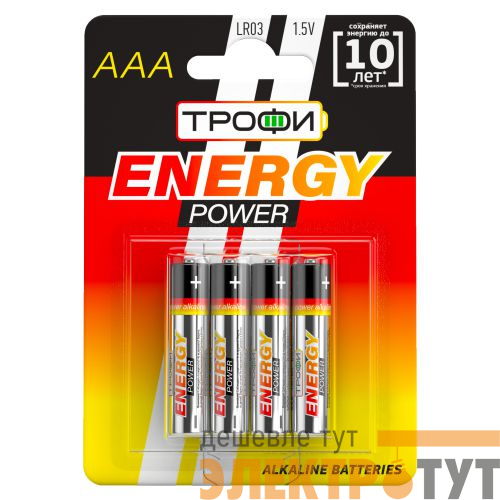 Элемент питания алкалиновый AAA/LR03 4BL (блист.4шт) Трофи C0034915