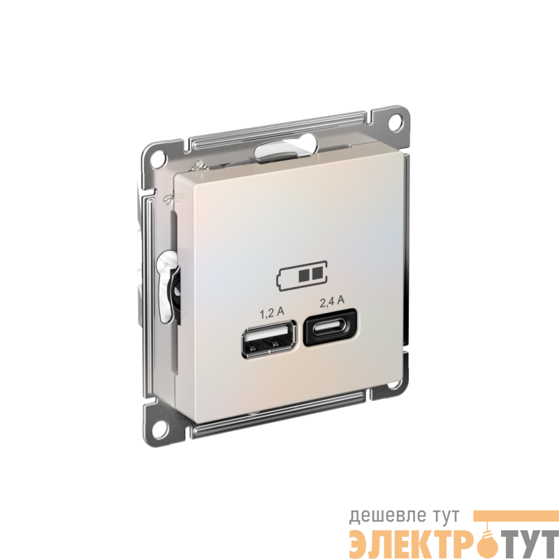 Розетка USB AtlasDesign тип A+C 5В/2.4А 2х5В/1.2А механизм жемчуж. SE ATN000439