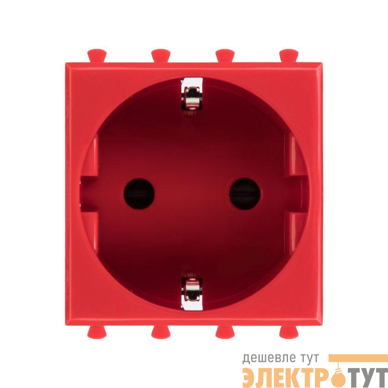 Розетка 1-м 2мод. Avanti "Красный квадрат" 16А IP20 2P+E защ. шторки красн. DKC 4401002