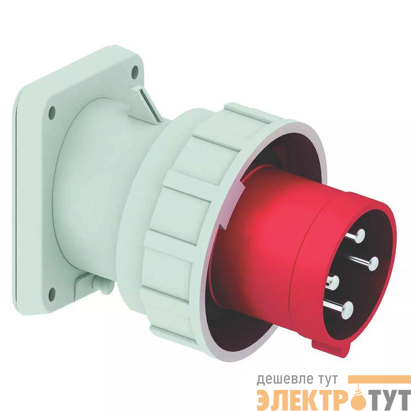 Вилка встраиваемая наклонная 63А 4п (3P+PE) 6ч 400В IP67 фланец 107х100 Bals 27011