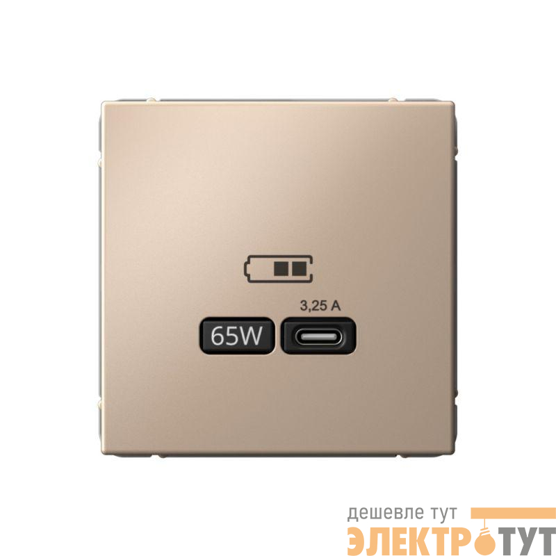 Розетка USB ArtGallery тип C 65Вт QC PD высокоскор. ЗУ механизм песочн. SE GAL001227