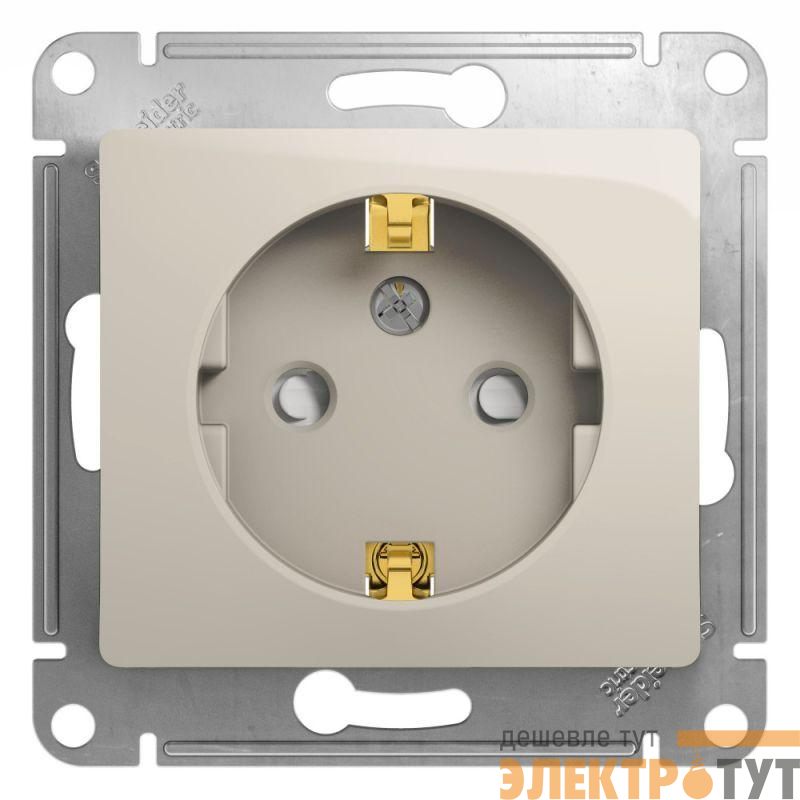 Розетка 1-м СП Glossa 16А IP20 250В с заземл. защ. шторки механизм молочн. SE GSL000945