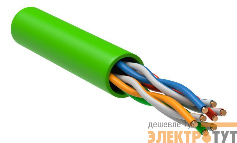 Кабель витая пара U/UTP кат.5E 4х2х24AWG solid LSZH нг(А)-HFLTx зел. (305м) (м) ITK LC1-C5E04-122