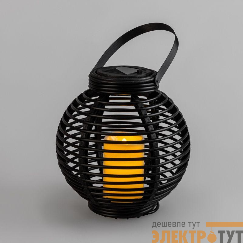 Фонарь декоративный 20х20х22см тепл. бел. корпус плетеный черн. на солнечной батарее Neon-Night 501-143