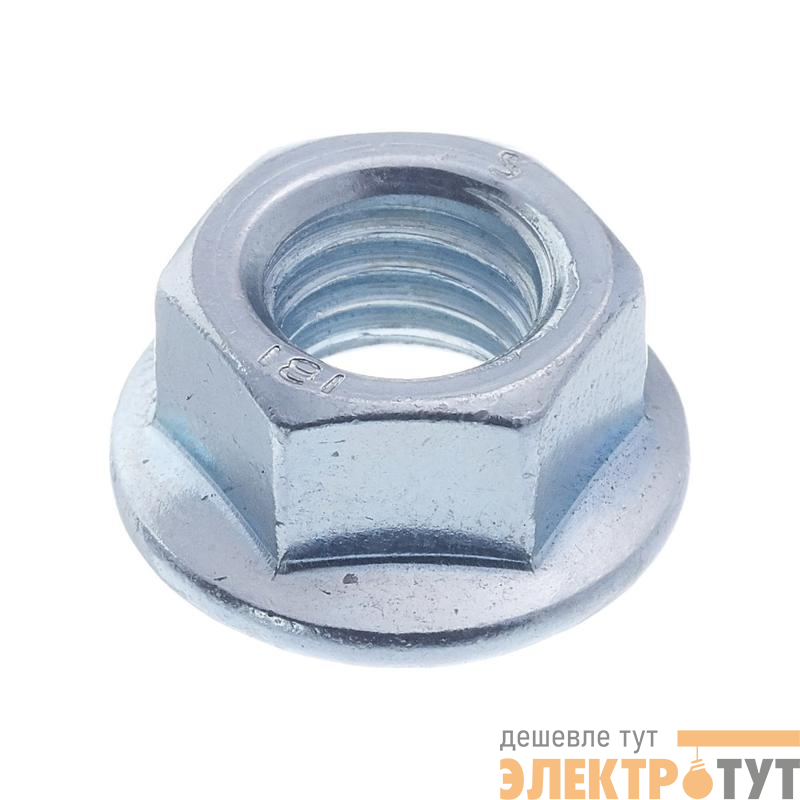 Гайка шестигранная с фланцем и зубьями DIN 6923 М6 класс прочн. 6 цинк (уп.300шт) пакет СТРОЙМЕТИЗ UTORM3110018