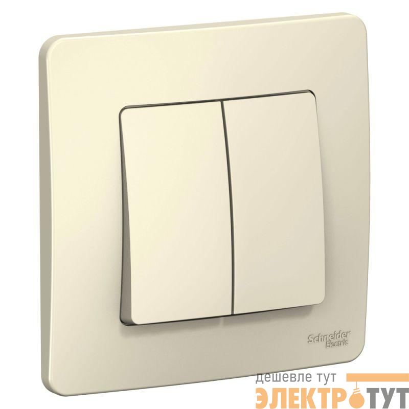 Переключатель проходной 2-кл. СП Blanca 10А IP20 (сх. 6+6) 250В молочн. SchE BLNVS106602