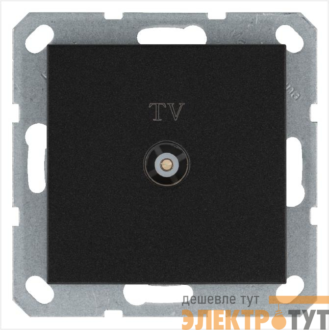 Розетка телевизионная оконечная TV Ф9.5мм механизм антрацит Jasmart G6001B