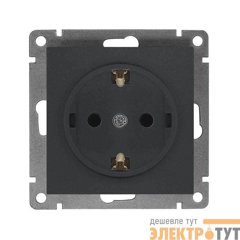 Розетка 1-м СП Афина 16А IP20 с заземл. механизм графит Universal A0028-Gr