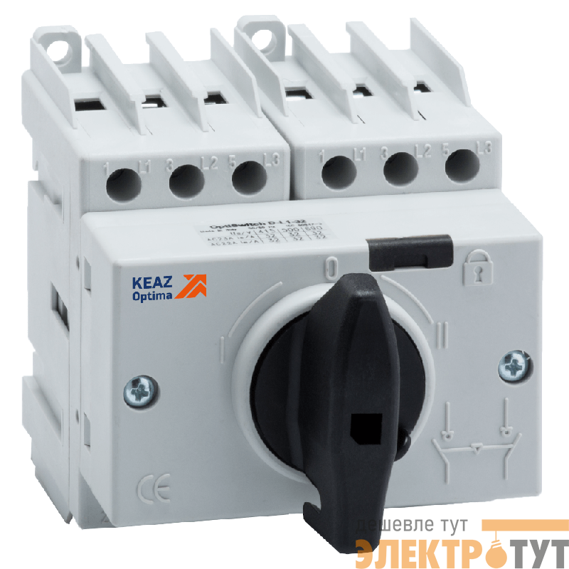 Выключатель-разъединитель реверсивный 3п 63А OptiSwitch DI-63-3C КЭАЗ 332081
