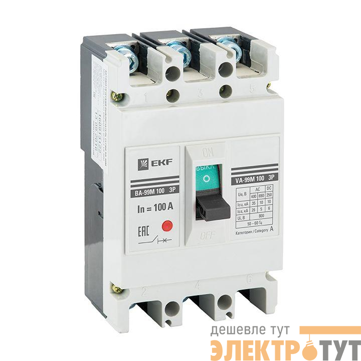 Выключатель автоматический 3п 100/100А 35кА ВА-99М PROxima электромагн. расцеп. EKF mccb99-100-100m-ma