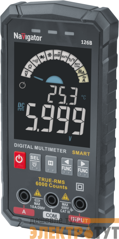 Мультиметр 95 770 NMT-Mm-126B True RMS Smart цветной дисплей Navigator 95770