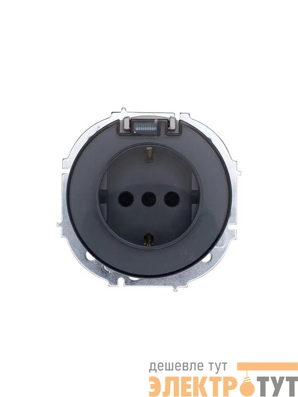 Розетка 1-м СП OSEN IP44 с заземл. с крышкой ПБТ механизм сер. матов. LEZARD 743-7488-123BIPCH