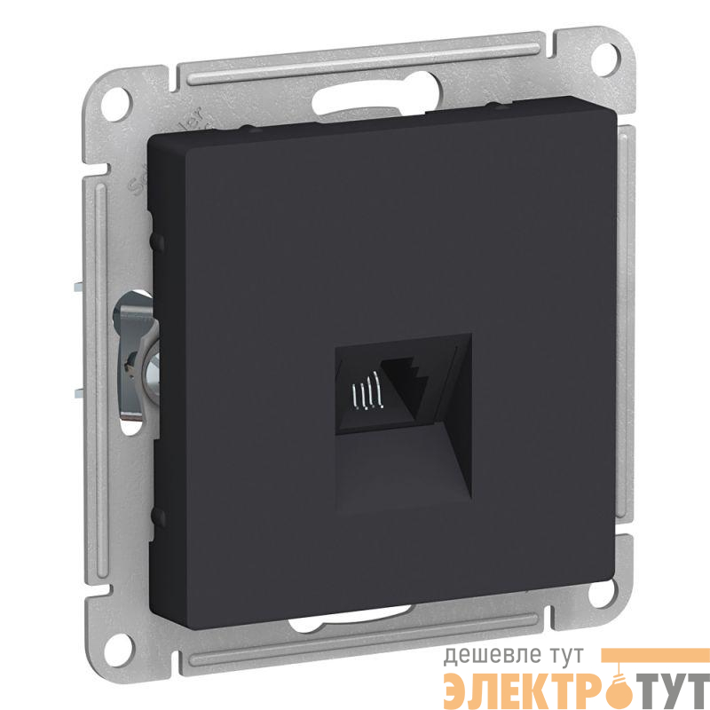 Розетка телефонная 1-м СП AtlasDesign RJ11 механизм карбон SE ATN001081