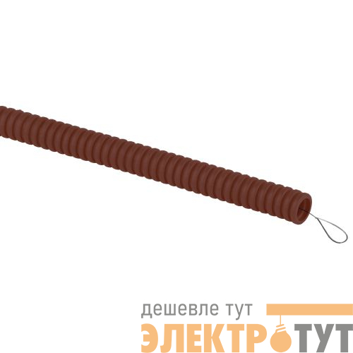 Труба гофрированная ПВХ легкая d16мм с протяжкой дуб (уп.25м) Эра Б0043214