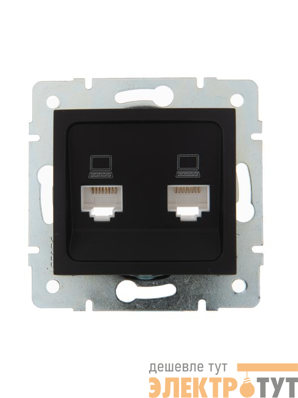 Розетка компьютерная 2-м СП Karina RJ45 механизм черн. бархат LEZARD 707-4288-141
