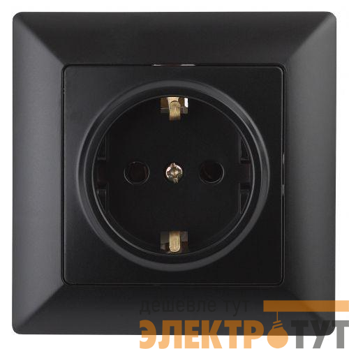 Розетка 1-м СП Solo 4-202-05 16А 250В IP20 2P+E Schuko с заземл. антрацит Intro Б0053653