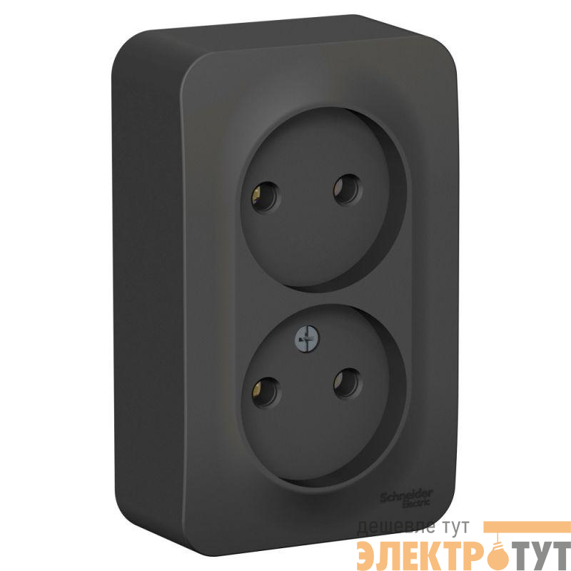 Розетка 2-м ОП Blanca 16А IP20 250В без заземл. без защ. шторок антрацит SE BLNRA000206