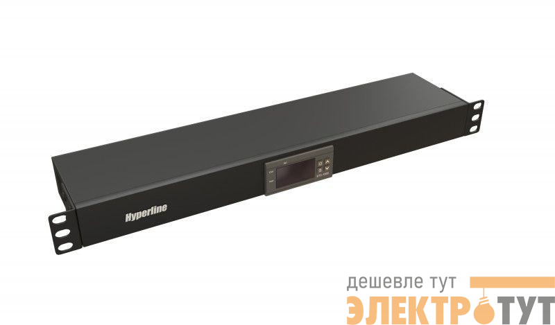 Панель микропроцессорная контрольная TMP-230V/2w-RAL9004 1U для всех шкафов 19дюйм подключение до двух устройств датчик температуры кабель питания черн. RAL 9004 Hyperline 517045
