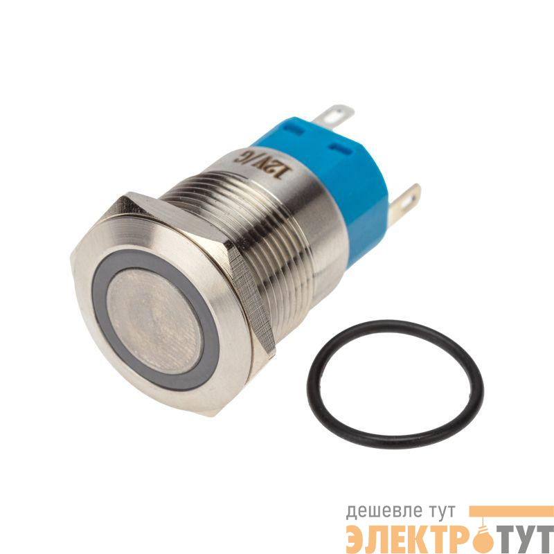 Кнопка антивандальная d19 12В Фикс (5с) ON-OFF/OFF-ON подсв/зел. Rexant 36-3423