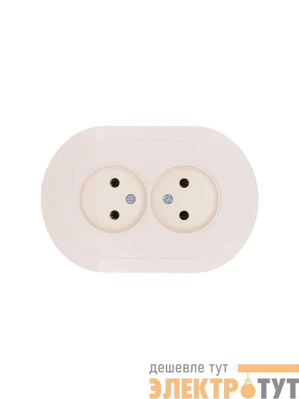 Розетка 2-м СП OSEN без заземл. ПБТ круглая механизм сл. кость LEZARD 744-9000-128B