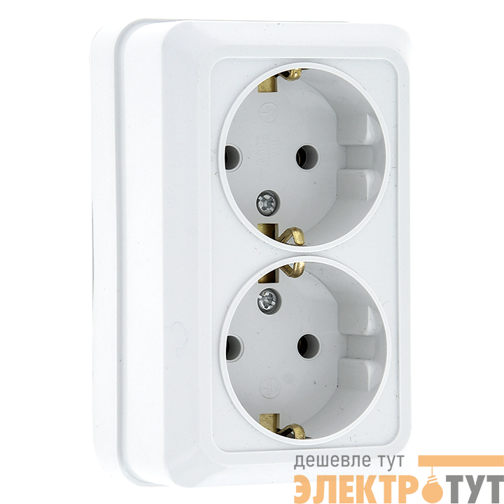 Розетка 2-м ОП Рим 16А IP20 с заземл. керамика бел. Simple EKF ENR16-128-10C