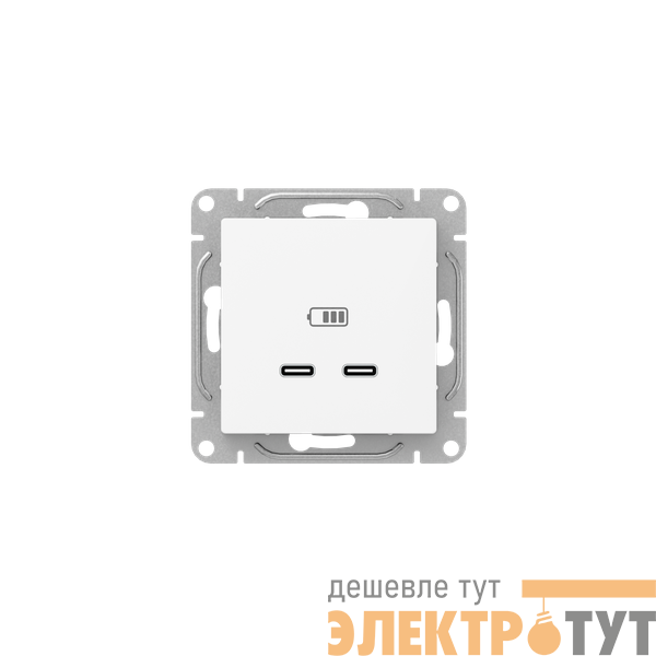 Розетка 2-м СП Эпика USB-C механизм бел. EKF UP1-SOW-2USBC