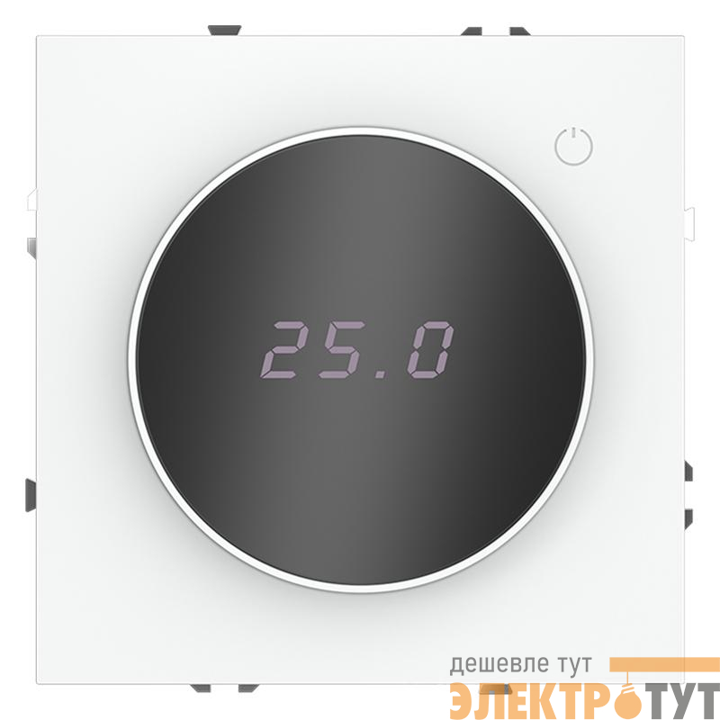 Терморегулятор электронный S70 с индикацией и датчиком для теплого пола механизм бел. матов. Voltum VLS070102