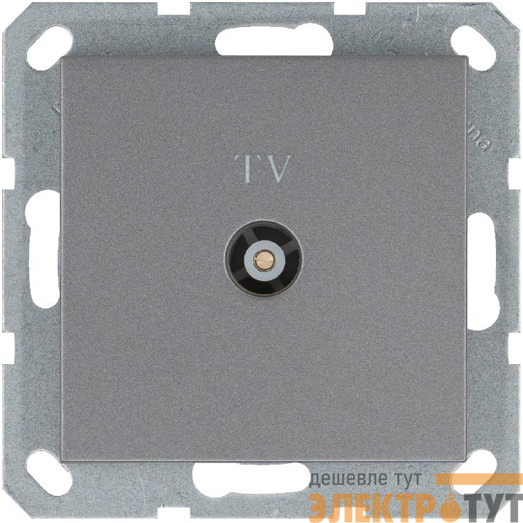 Розетка телевизионная проходная TV Ф9.5мм механизм алюм. Jasmart G6002S