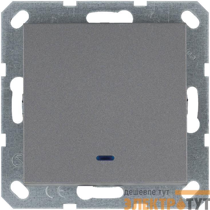 Переключатель проходной 1-кл. 10А IP20 с подсветкой механизм алюм. Jasmart G3012NS