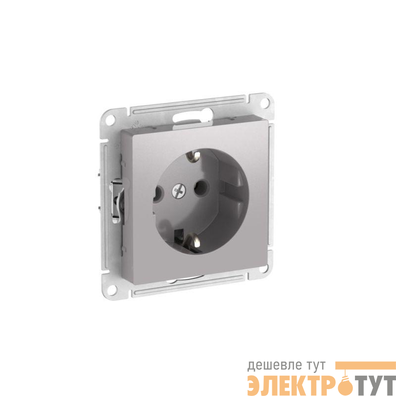 Розетка AtlasDesign 16А с заземл. быстрозажим. клем. механизм алюм. SE ATN000343S