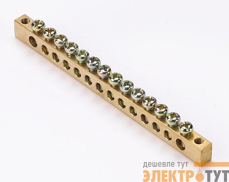 Шина нулевая 14 групп/крепеж по краям 6х9мм DEKraft 32004DEK