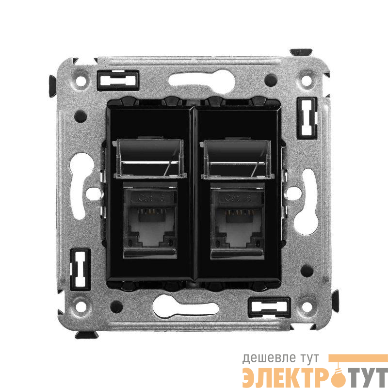Розетка компьютерная 2-м СП Avanti "Черный квадрат" RJ45 кат.6 DKC 4402294